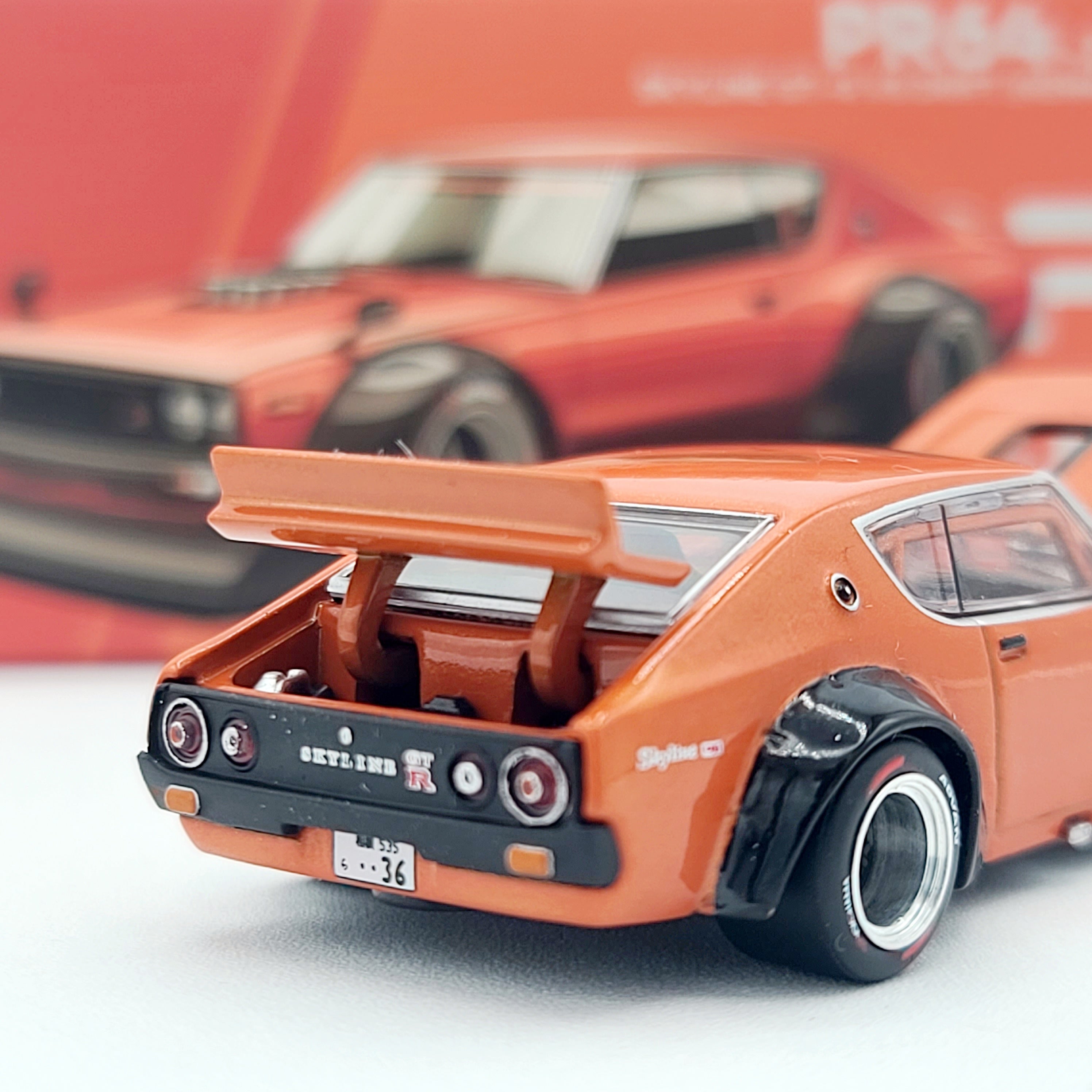 Pop Race Nissan Skyline GT-R V8 Drift Kenmeri - 1:64 scale, Orange (2025 Limited Edition)